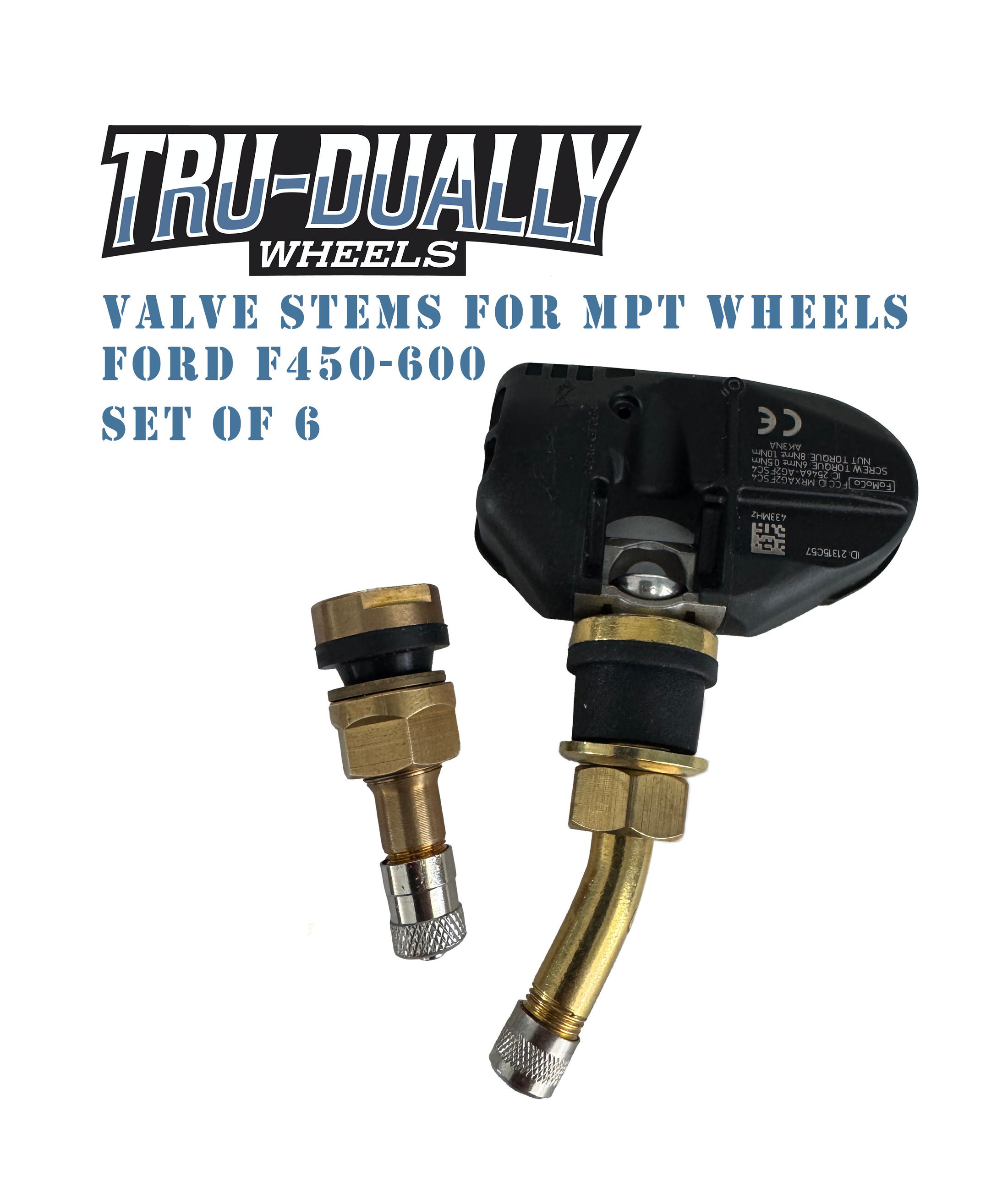 Valve stems for Tru-Dually MPT wheel TPMS PC3Z-1A189 Ford F450-F600 - Set of 6
